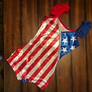 Medium child biketard- patriotic- USA/RWB